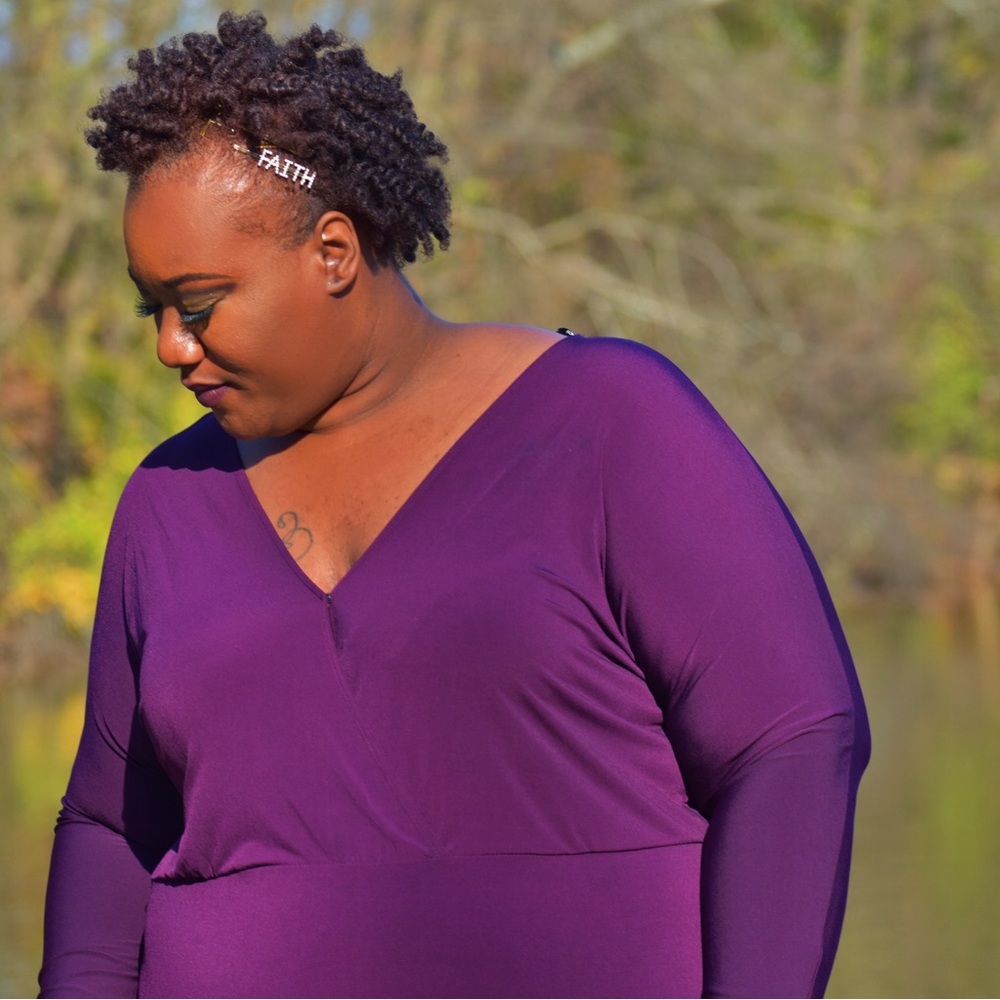 Plus size purple midi dress